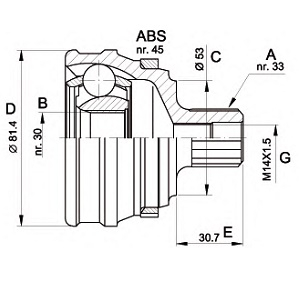  AUDI 80 (B3/B4) 86-91 (ABS) 33/30 .