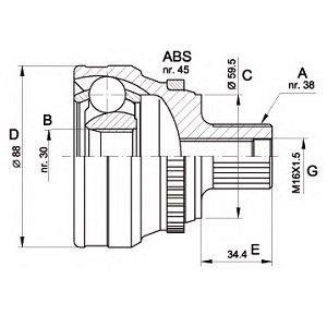  AUDI 80/100/A6 89-97 (ABS) 38/30 .