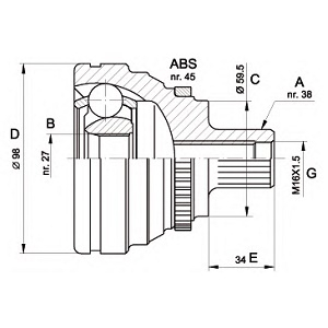  AUDI 80/100/A6 91-97 (ABS) 38/27 .