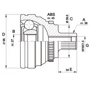  AUDI 80/100 88-96 (ABS) 38/27 .